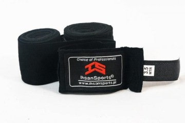 ELASTYCZNE BANDAŻE BOKSERSKIE, OWIJKI 3,5 M Black