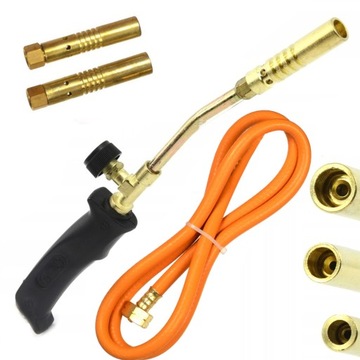 ГАЗОВАЯ КРОВЕЛЬНАЯ ГОРЕЛКА ДЛЯ ПАЙКИ, ПАЯЛЬНИК, 3 КРУГЛЫХ УЗКИХ НАСАДКИ, ШЛАНГ