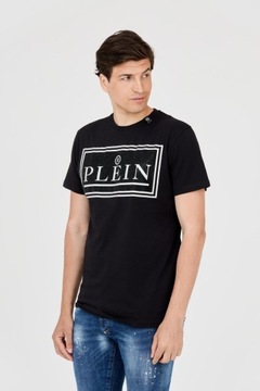 PHILIPP PLEIN T-shirt męski czarny z dużym logo L