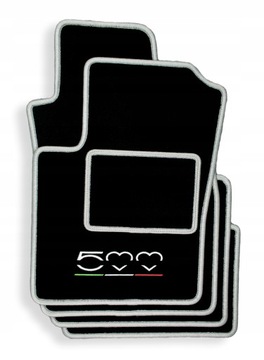 ВЕЛЮРОВЫЕ КОВРИКИ ДЛЯ FIAT 500 (2007-...) ЧЕРНЫЕ + ВЫШИВКА 500