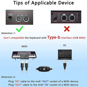 USB-кабель MIDI-адаптер, разъем USB типа A на MIDI D