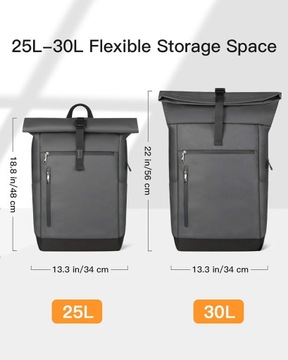 Plecak Unisex 25L-30L Zrolowany Laptop do 17 Cali