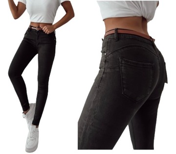 Jeansy spodnie damskie M. Sara modelujące + pasek gratis push up XS/34