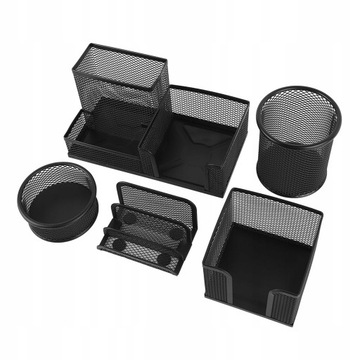 PRZYBORNIK BIURKO ORGANIZER METAL SIATKA LAKIER