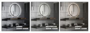 КРУГЛОЕ ЗЕРКАЛО 80 СВЕТОДИОДНОЙ ПОДСВЕТКОЙ ЧЕРНОЕ СЕРЕБРЯНОЕ ЗОЛОТОЕ РАМА НА ВЫБОР