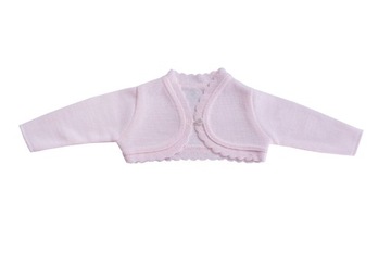 RÓŻÓWE BOLERKO sweterek 68cm CHRZEST