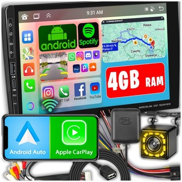 RADIO SAMOCHODOWE 2 DIN ANDROID AUTO CARPLAY RDS WIFI GPS DSP FM 9