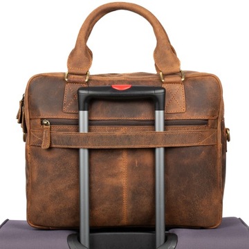 Męska skórzana duża A4 torba do pracy podróżna na laptopa 15'6 XL biznesowa