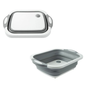 Miska Silikonowa Składana Pojemnik na Żywność z Odpływem Biała Szara 5 L