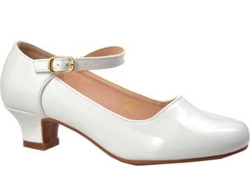 КОЖАНЫЕ ТУФЛИ С УЗОРОМ на каблуке БЕЛЫЕ r32