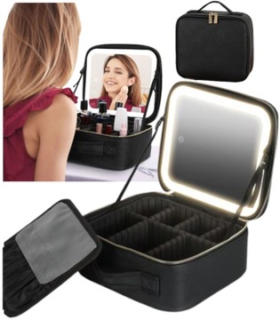 КОСМЕТИЧКА СО СВЕТОДИОДНЫМ ЗЕРКАЛОМ TRAVEL КОЖАНАЯ ПОДАРОЧНАЯ КОРОБКА ДЛЯ МАКИЯЖА