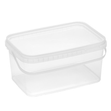 ПРЯМОУГОЛЬНОЕ ВЕДРО 2,5 Л с допуском ПИЩЕВЫХ ПРОДУКТОВ, прозрачное