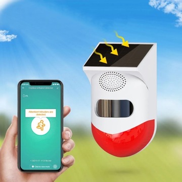 СОЛНЕЧНАЯ СИРЕНА СИГНАЛИЗАЦИЯ 120DB TUYA WiFi PIR ДАТЧИК