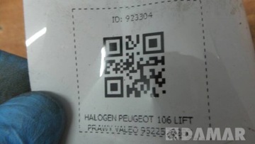 HALOGEN PRAVÝ PEUGEOT 106