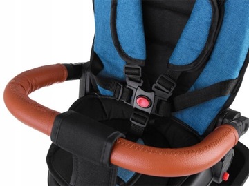 Трехколесный велосипед с навесом, поворотный, ремни на 360°, тормоз, колеса из этиленвинилацетата, бирюзовый