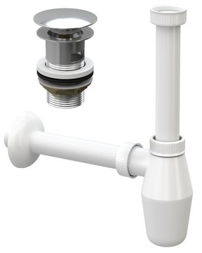 ПРОБКА CLICK CLACK + СИФОН ДЛЯ РАКОВИНЫ С ПЕРЕЛИВОМ