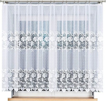 Firana Wzór DEMETRIA zazdrostka 200x45cm (z obszyciem)