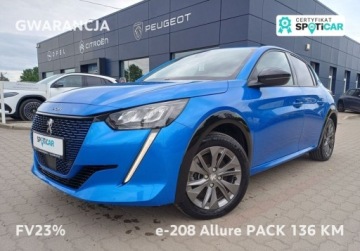Peugeot 208 II e-208 Elektryczny 136KM 2023 Peugeot 208 129 e-208 Allure Pack 136 KM I wl. Gwarancja FV23