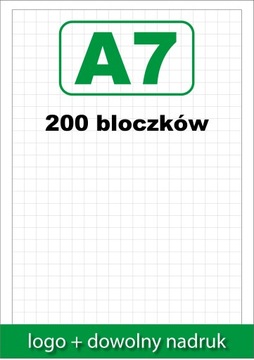 NOTESY BLOCZKI klejone reklamowe A7 z nadrukiem 25 kartek - 200 sztuk