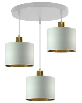 Lampa Wisząca Żyrandol Abażury Biały Złoty LED