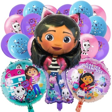 ZESTAW BALONY KOTY KOCI DOMEK GABI URODZINY 12+2+1