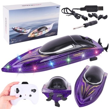 Motorówka Zdalnie Sterowana Na Pilot Efekty LED Wyczynowa Duża Akumulator