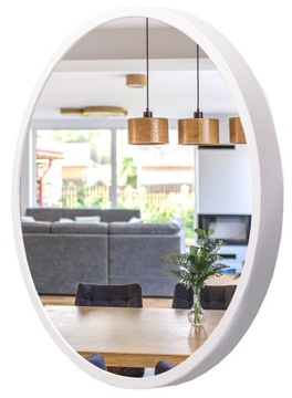 Lustro ścienne LEJA okrągłe fi575 BIAŁE do przedpokoju salonu STYLOWE