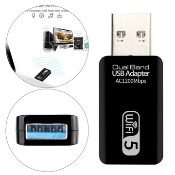 Adapter Wi-Fi USB 2.0 1200Mbps do komputera, klucz sprzętowy USB WiFi, 2,4