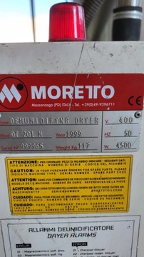 Suszarka suchego powietrza z zaciągiem tworzywa Moretto