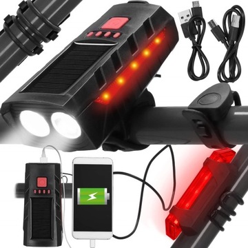 СВЕТОДИОДНАЯ ВЕЛОСИПЕДНАЯ ЛАМПА ПЕРЕДНЯЯ ДЛЯ USB МОЩНЫЙ ЗАДНИЙ СОЛНЕЧНЫЙ НАБОР СВЕТА powerbank