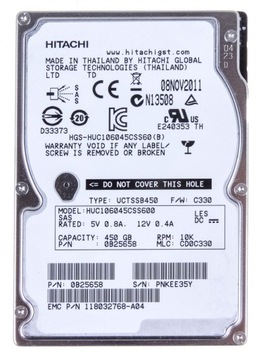 HITACHI 450GB 10K 64MB SAS-2 2.5'' HUC106045CSS600