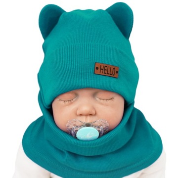 Morski KOMPLET BEAR czapka + komin 46-48 HELLO