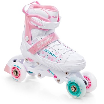 Роликовые коньки 3в1 регулируемые RAVEN Rosi 28-32 LED