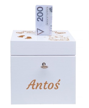 БЕЛАЯ ДЕРЕВЯННАЯ копилка в подарок ДЕТЯМ с ключом XXL