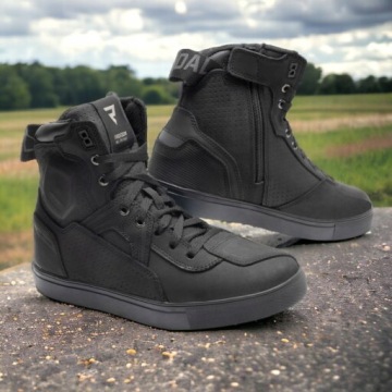 Короткие кожаные мотоциклетные туфли Rebelhorn Vandal Black/Black Sole 48