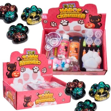 ZESTAW do robienia gniotków Z BROKATEM kocia łapka DIY + INSTRUKCJA PL