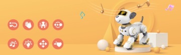 ИНТЕРАКТИВНАЯ РОБОТ-СОБАКА С ДИСТАНЦИОННЫМ УПРАВЛЕНИЕМ, ПРОГРАММИРУЕМЫЕ 17 ФУНКЦИЙ