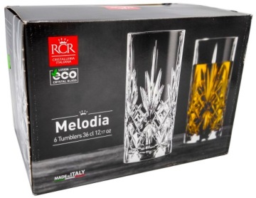 ХРУСТАЛЬНЫЕ СТАКАНЫ ДЛЯ ЛОНГ ДРИНКОВ 360МЛ RCR MELODIA