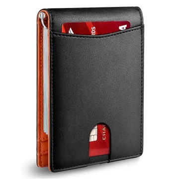 RFID Blocking Microfiber Leather Card Holder Cash Clip Design Men Card Bag