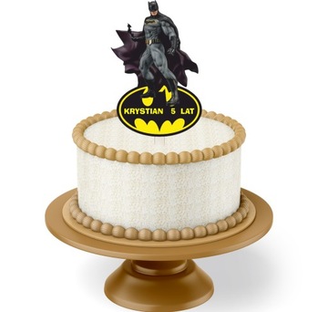 DWUSTRONNY TOPPER NA TORT KOLOROWY BATMAN + IMIE