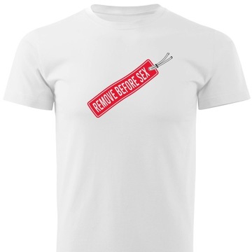 Koszulka T-shirt śmieszny napis REMOVE BEFORE SEX