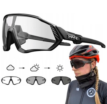 OKULARY ROWEROWE SPORTOWE NA ROWER FOTOCHROMOWE UV400 FOTOCHROMEM
