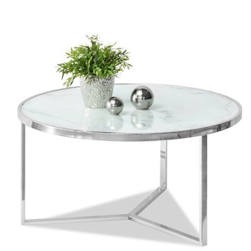 MODNY STOLIK GLAMOUR DO SALONU NATAL MARMUR CHROM