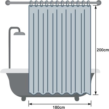 ZASŁONA PRYSZNICOWA WODOODPORNA Z 3 MAGNESAMI 180*200cm