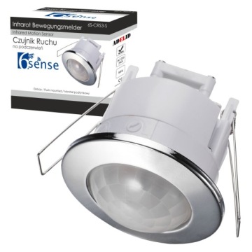 CZUJNIK RUCHU SUFITOWY DO WBUDOWANIA LED 360° SREBRNY PODTYNKOWY