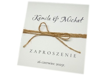 ZS13 *3 B Zaproszenie na ślub ślubne ze sznureczkiem z pełną personalizacją