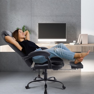 Hengmei Эргономичное офисное кресло из искусственной кожи, грузоподъемность до 150 кг, черный