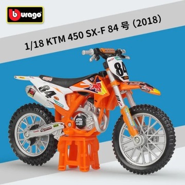 Bburago 1:18 2018 KTM 450 SX-F 84 Factory Edition Alloy Racing Motorcycle