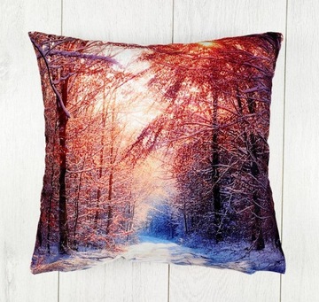 Poszewka 40x40 zimowy krajobraz velvet drukowana