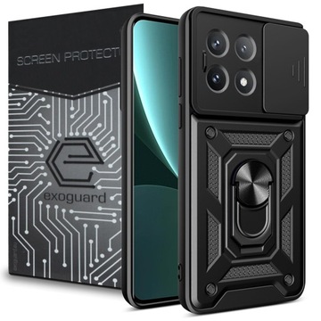 ETUI PANCERNE CASE COVER OBUDOWA RING + SZKŁO do XIAOMI POCO X6 PRO 5G